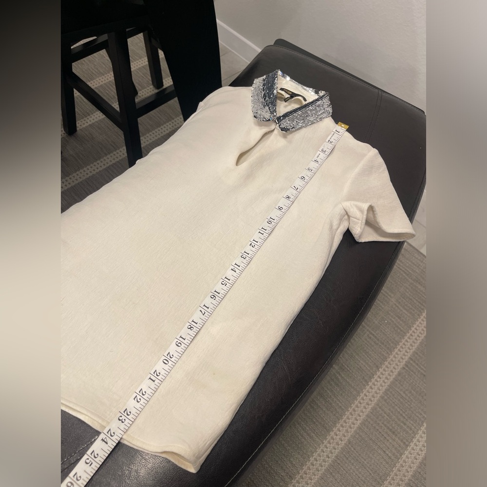 Maje Beautiful Silver Sequence Collar Blouse Top … - image 5